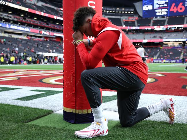 Patrick Mahomes doing his best impression of an NFL fan buying Super Bowl tickets.