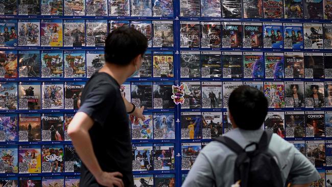 A games store in Beijing, a day after China announced a drastic cut to children's online gaming time to just three hours a week. Picture: AFP