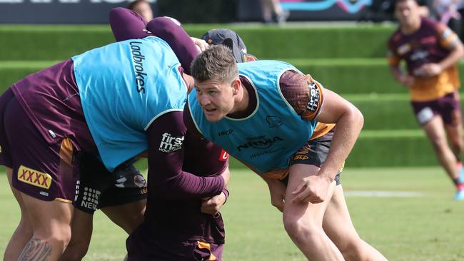 Rhys Kennedy has already hit the training paddock with the Broncos after his mid-season move. Picture: Annette Dew