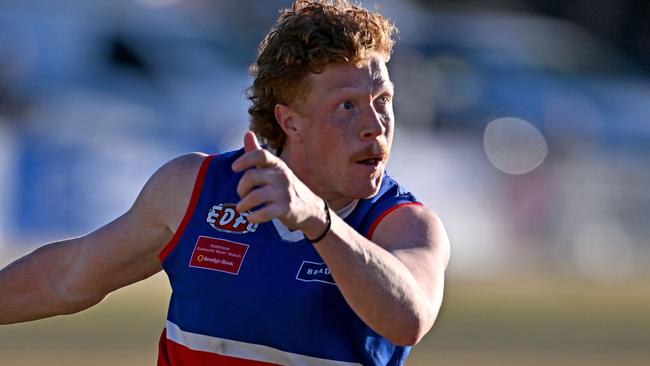 KeilorÃs Matthew Clark during the EDFL football match between Keilor and Strathmore in Keilor, Saturday, June 25, 2022. Picture: Andy Brownbill