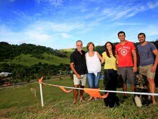 The Patterson Family on one of the spectacular lots they have for sale. left to right- Allen and Judy, Kids Joanne, Ricky and Tim. Picture: Blainey Woodham / TWE220112cve