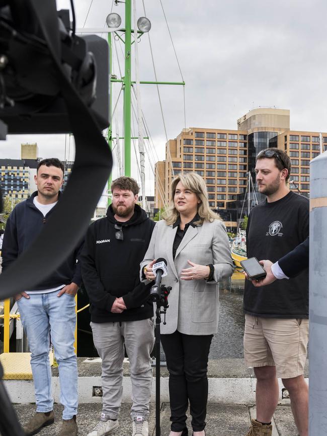 Aussie Lobster Men - Miles Franklin from Pera, Jack Tatnell from Boora, The Hon Minister Ogilvie and Bryce Way from Chieftain. Picture: Caroline Tan