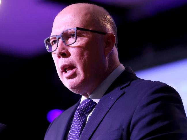 Peter Dutton, Leader of the Opposition LNP, speaking at State Council, at Eatons Hill Hotel, Eatons Hill, near Brisbane, on Friday 20th October 2023 - Photo Steve Pohlner