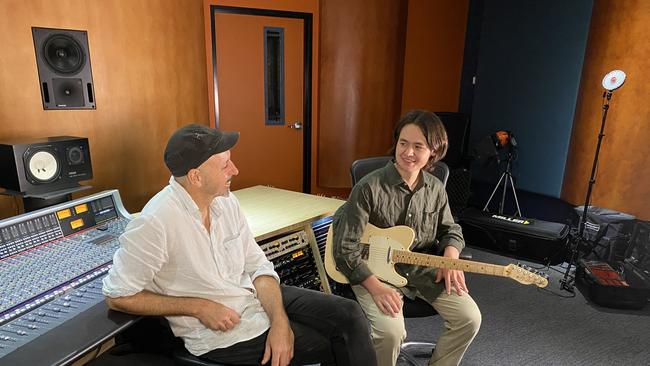 ROLLING STONE: SCU Senior music degree lecturer Dr Barry Hill with 2021 Rolling Stone scholarship recipient Leon Holstegge who is aiming for a career as a session musician.