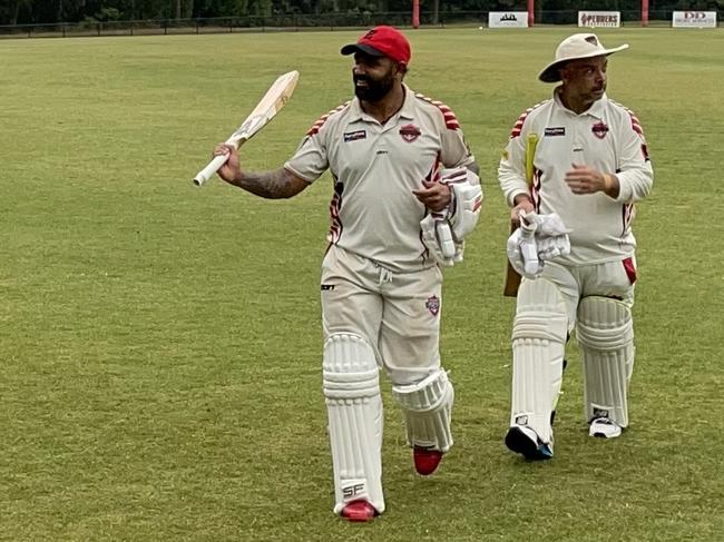 Amith Eranda walks off after making an unbeaten 307. Picture: Facebook