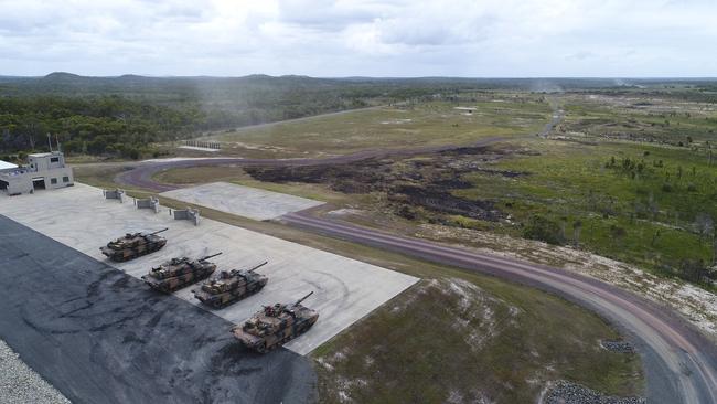 M1A1 Abrams Main Battle Tanks on the Wide Bay Training Area firing range.