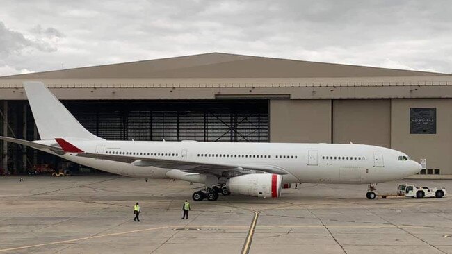 An ex-Virgin Australia A330 stripped of its livery, is back with owner the Commonwealth Bank. Picture: Supplied