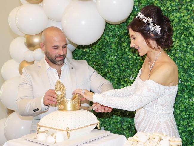 Yummy Mummies star Maria DiGeronimo with fiance Carlos at their new baby gender reveal party. Picture: Supplied