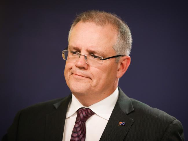 10/08/16 Treasurer Scott Morrison speaks to media at press conference with Prime Minister Malcolm Turnbull. Renee Nowytarger / The Australian.