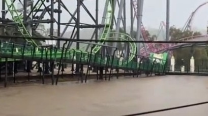 Tiktok video by thatssomid_ shows flooding at Movie World after Gold Coast deluge.