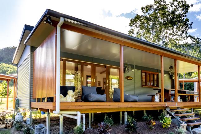 The Mount Jukes Eco Resort, built from scratch by yoga aficionado David Deakin, holds glamping tents and a half-moon shaped house that face Mt Jukes and Mr Deakin says the â€œenergyâ€ of the property has to be experienced to be understood. Picture: Contributed
