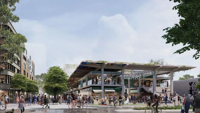 An artist rendering of the design for a new Preston Market as proposed by the owners of the site.