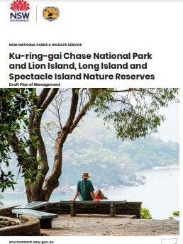 The cover of the new draft plan of management for Ku-ring-gai Chase National Park released for public submissions by NSW National Parks and Wildlife Service. Picture Supplied