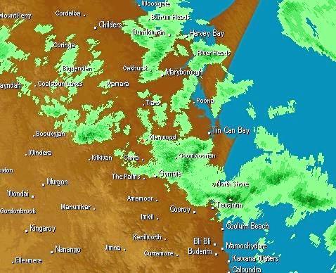 RADAR: Rain is shown over Gympie on the Gympie Weather Radar as at 6.15am, Tuesday July 11, 2017. (Courtesy of Weatherzone). Picture: Contributed