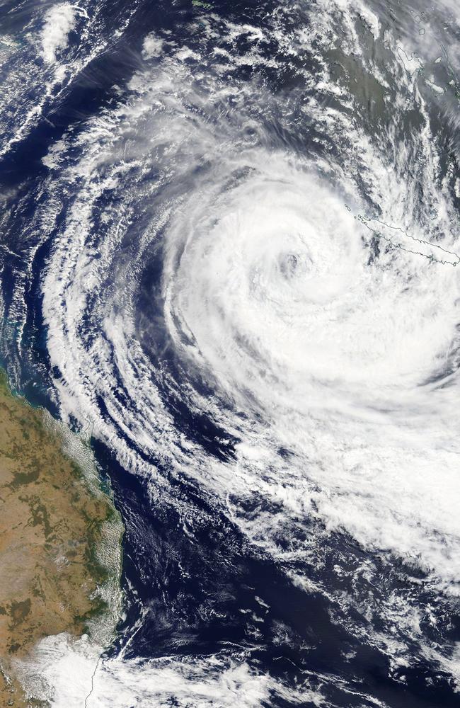 Tropical Cyclone Oma continues to move toward the Queensland coast. Picture: NASA/Eosdis Worldview