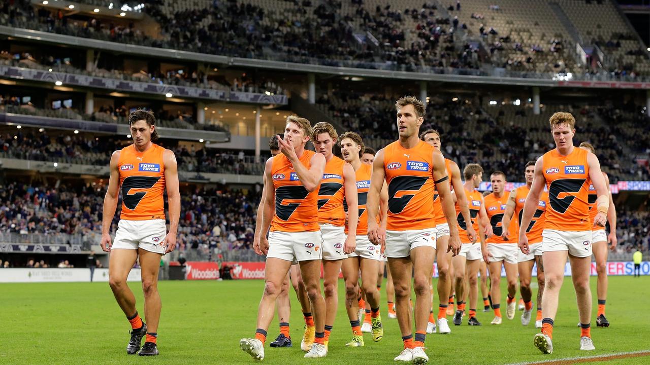 The Giants leave Perth. Photo by Will Russell/AFL Photos via Getty Images.