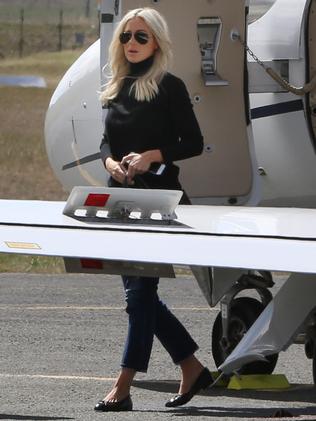 Roxy Jacenko arrives by private jet at Cooma Airport to visit husband Oliver Curtis in Cooma Correctional Centre.