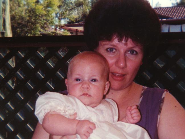 Kathleen Folbigg with baby Sarah, her third child, who died aged 10 months in 1993.