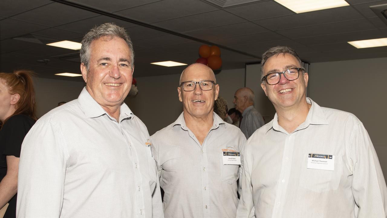 Chris Bonanno, David Fisher, Michael Thomson at the Resource Industry Network's 20th Anniversary Celebration. Picture: Michaela Harlow