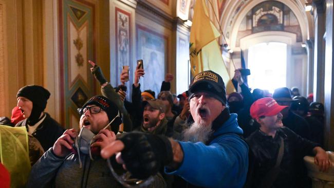 Supporters of US President Donald Trump protest inside the US Capitol on January 6, 2021. Picture: Roberto Schmidt/AFP