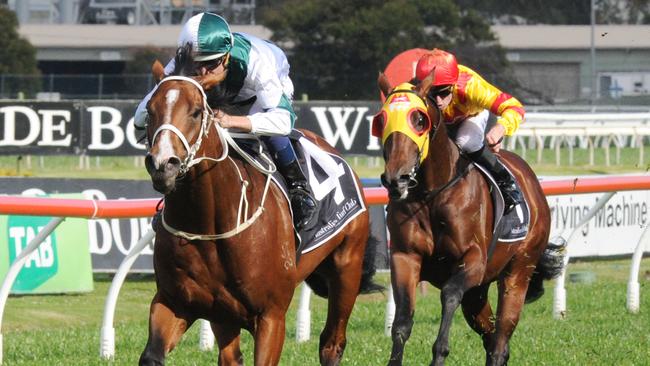 Photographer: Simon Bullard. RACE 5 GLOAMING STAKES (3YO SET WEIGHTS) - 1800M. Winner 'Vanbrugh' ridden by Hugh Bowman.