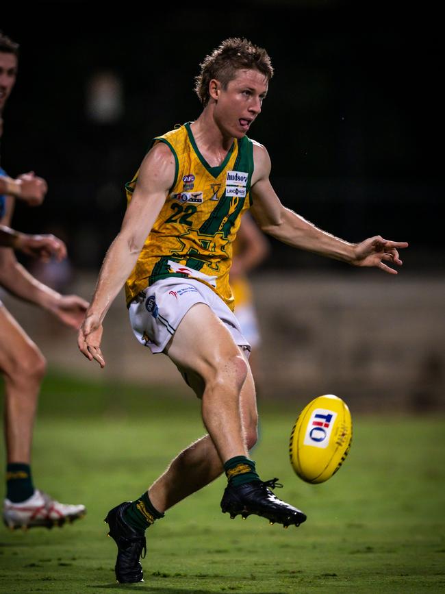 Mitch Musgrove playing for St Mary's in the 2024-25 NTFL season. Picture: Patch Clapp / AFLNT Media