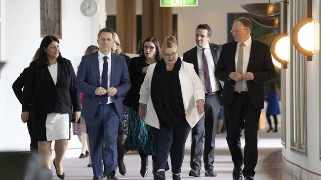 Mr Clare with state and territory education ministers following the roundtable in Canberra. Picture: NCA NewsWire / Gary Ramage