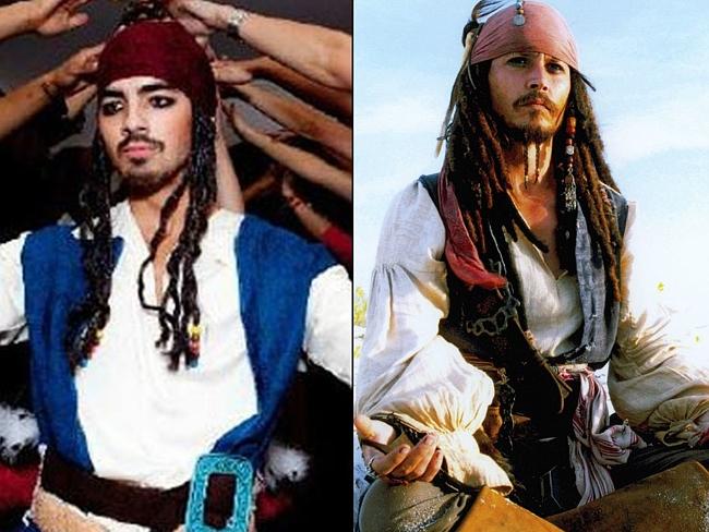 Joe Jonas as Captain Jack Sparrow (Johnny Depp) of “Pirates of the Caribbean”. Picture: Joe Jonas/Instagram; Supplied