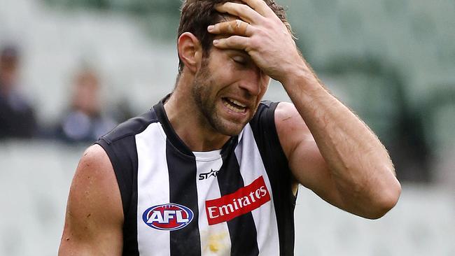 Travis Cloke has requested a trade from Collingwood after poor season. Picture: George Salpigtidis