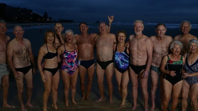 Mick Barry (second from left) with the Currumbin Dogoes. Picture: Supplied.