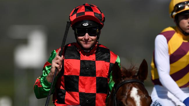 Jockey Matthew McGuren rides Beef Week Princess in the Christmas Cup. Picture: AAP Image