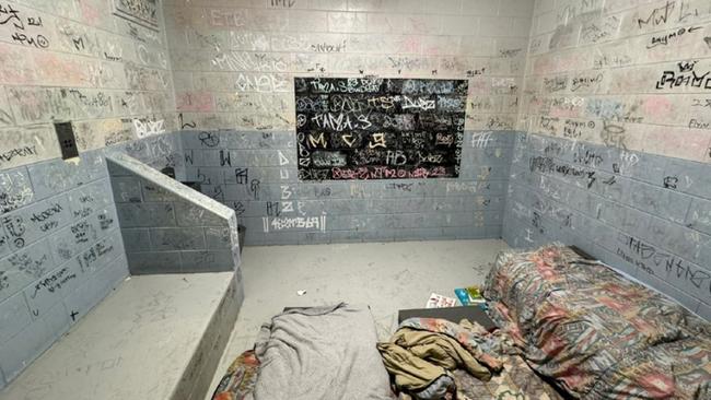 Accommodation cells in the boys unit at the Cairns watch-house. Picture: Queensland Ombudsman