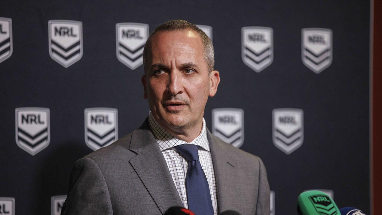 NRL CEO Andrew Abdo said Stuart’s comments were unacceptable, and had no choice but to come down hard. Picture: NCA NewsWire.