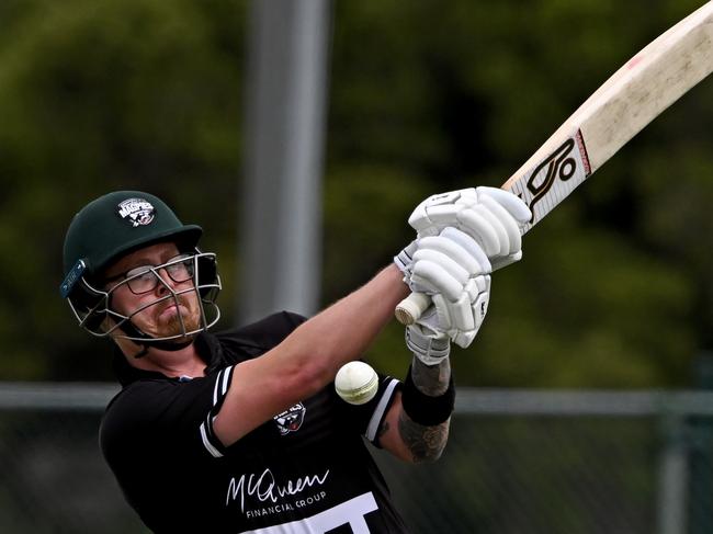 CamberwellÃs Christopher Thewlis during the Victorian Premier Essendon v Camberwell cricket match in Essendon, Saturday, Nov. 12, 2022. Picture: Andy Brownbill