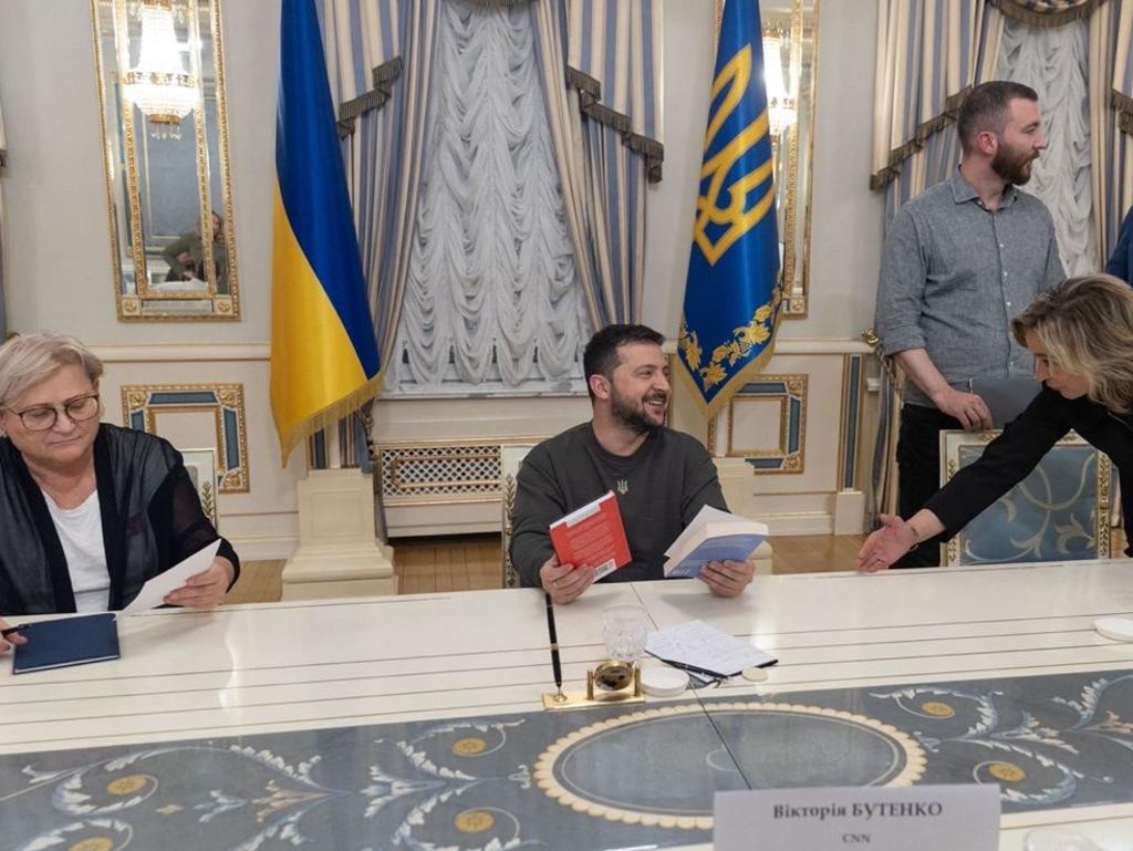 Ukraine President Volodymyr Zelenskyy meeting with a group of Ukrainian and foreign journalists in Kyiv amid the Russian invasion in Ukraine. Picture: Supplied