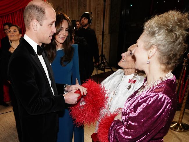 William and Catherine greet Daphne Selfe before the Royal Variety Performance. Picture: Getty Images