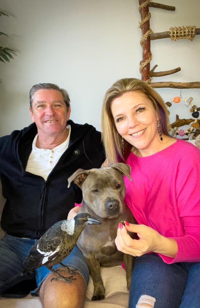 Juliette Wells with her partner Reece Mortensen and Peggy and Molly.