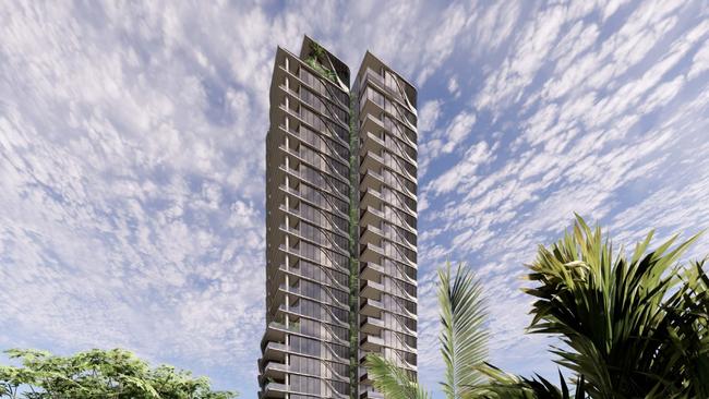 Artist impression of a tower planned for Parneno Street, Chevron Island by developer Chevron Development Group