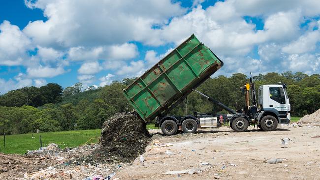 A load of waste is dumped at the Englands Road rubbish tip at Coffs Harbour. Picture: Trevor Veale