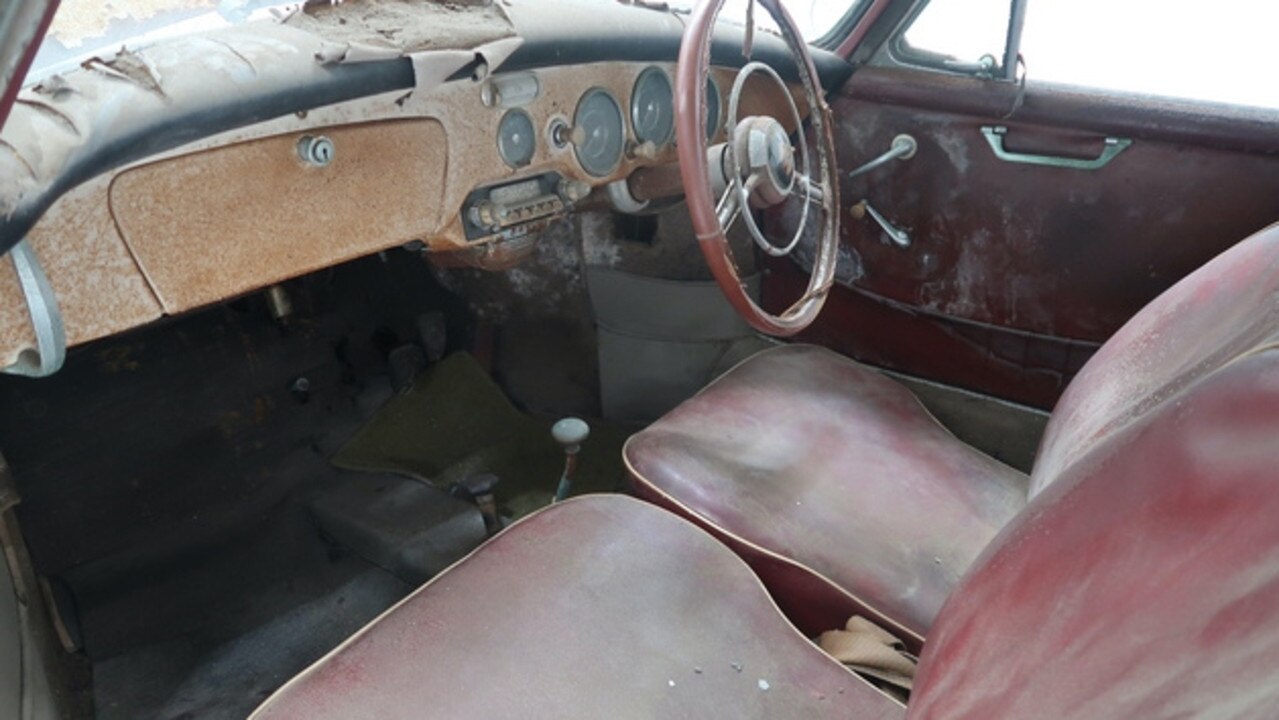 The rusted interior of the 1958 Porsche 356A Cabriolet. Picture: Shannons