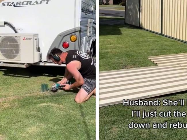 An Aussie dad has gone viral for his hack to park his new caravan. Picture: TikTok / @dadtwintips