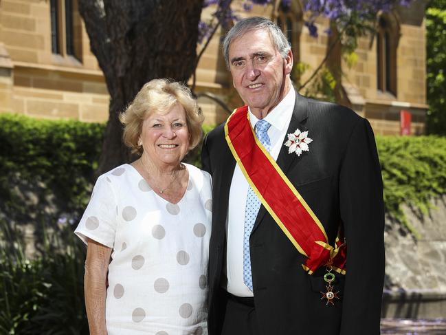 Colleen and John Fahey when he was honoured with a Knight Grand Cross of the Order of St Gregory. Picture: Dylan Robinson