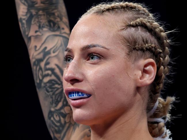 Ebanie Bridges defends her IBF bantamweight world title this weekend. Picture: Nigel Roddis/Getty Images