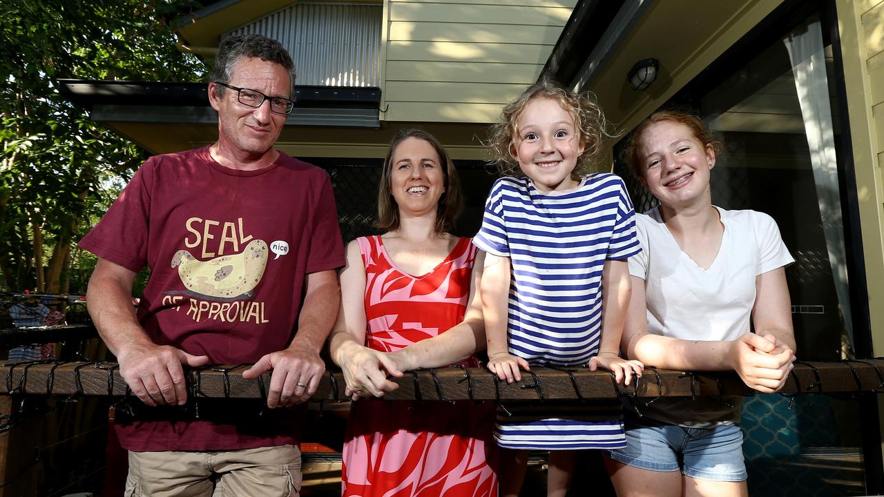 Fomer British residents, Neil and Nicole Gavin and their children, Eloise (13) and Lyra (6), who now call Brisbane home, are hoping to sell their house in England before Brexit happens. Image: AAP/David Clark.