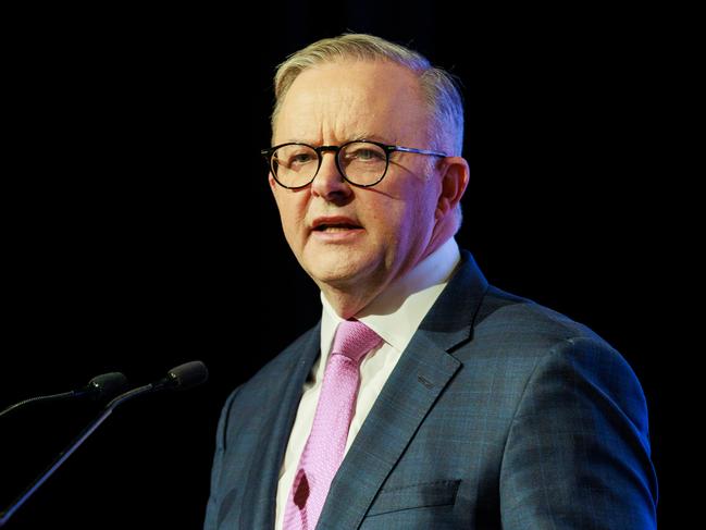 2/11/2023 Prime minister Anthony Albanese speaks during his keynote address during the Economic & Social Outlook Conference in Melbourne. Aaron Francis / The Australian