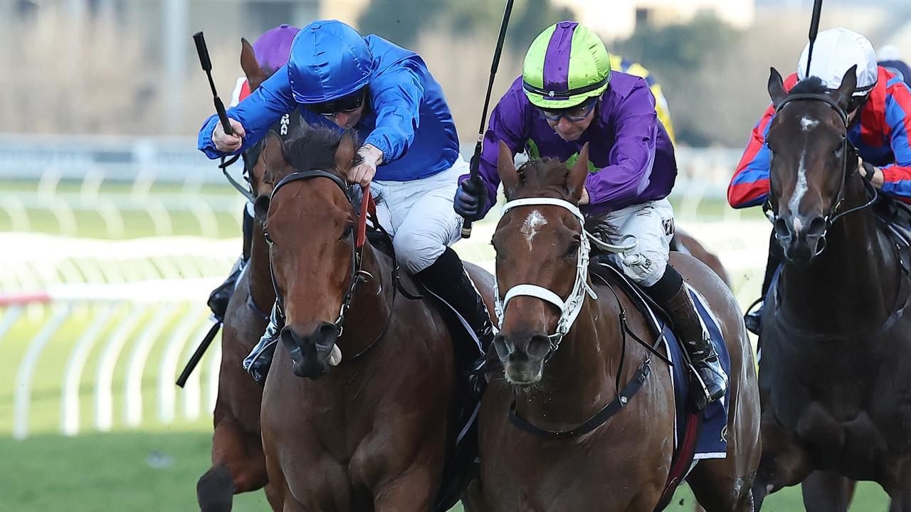 Invader Zim (right) edges out Kerguelen to score at Randwick. Picture: Getty Images