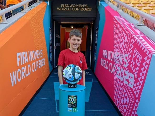 Lismore Workers Club footballer Massimo Feletti at Suncorp Stadium before the Matilda's v France quarter-final in Brisbane.