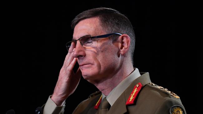 Chief of the Australian Defence Force General Angus Campbell delivers the findings from the Inspector-General of the Australian Defence Force Afghanistan Inquiry on November 19, 2020. Picture: Mick Tsikas – Pool/Getty Images