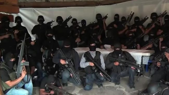 The Cartel Jalisco Nueva Generacion (CJNG) Mexican drug cartel. It is the top exporter of the drug to Australia. Picture from YouTube