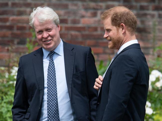 Diana’s brother Charles, Earl Spencer, and her son Prince Harry. Picture: Dominic Lipinski.